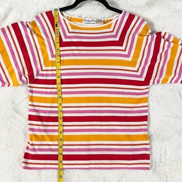 Vintage Country Set Jrs by Evan-Picone Pink Red Orange Mod Striped Shirt - Picture 8 of 8
